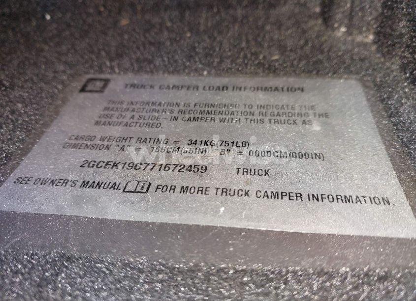 Photo 9 of 2007 Chevrolet Silverado 1500 WORK TRUCK (VIN 2GCEK19C771672459)