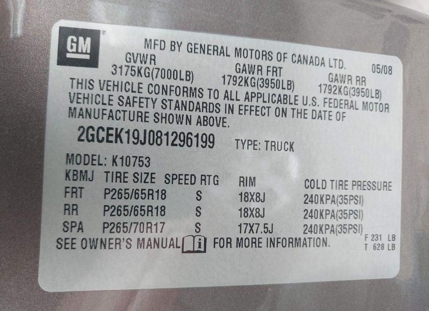 Photo 9 of 2008 Chevrolet Silverado 1500 LT1 (VIN 2GCEK19J081296199)