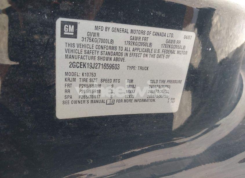 Photo 9 of 2007 Chevrolet Silverado 1500 LT2 (VIN 2GCEK19J271659603)