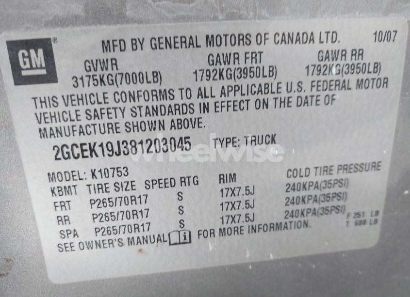 Photo 9 of 2008 Chevrolet Silverado 1500 WORK TRUCK (VIN 2GCEK19J381203045)