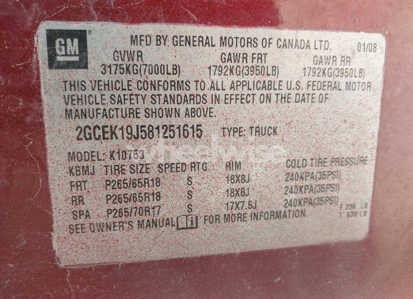 Photo 9 of 2008 Chevrolet Silverado 1500 LT1 (VIN 2GCEK19J581251615)