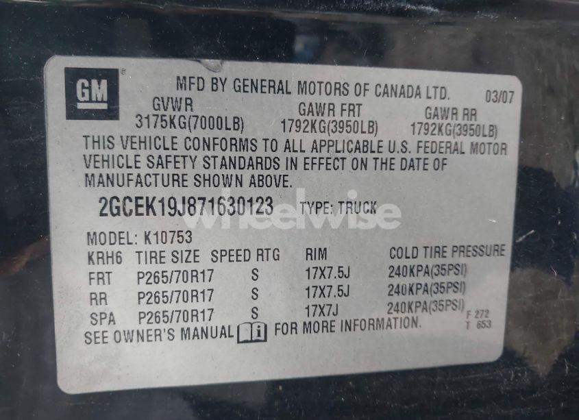 Photo 9 of 2007 Chevrolet Silverado 1500 LT1 (VIN 2GCEK19J871630123)