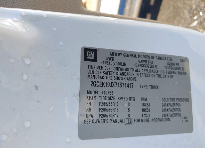 Photo 9 of 2007 Chevrolet Silverado 1500 LTZ (VIN 2GCEK19JX71671417)