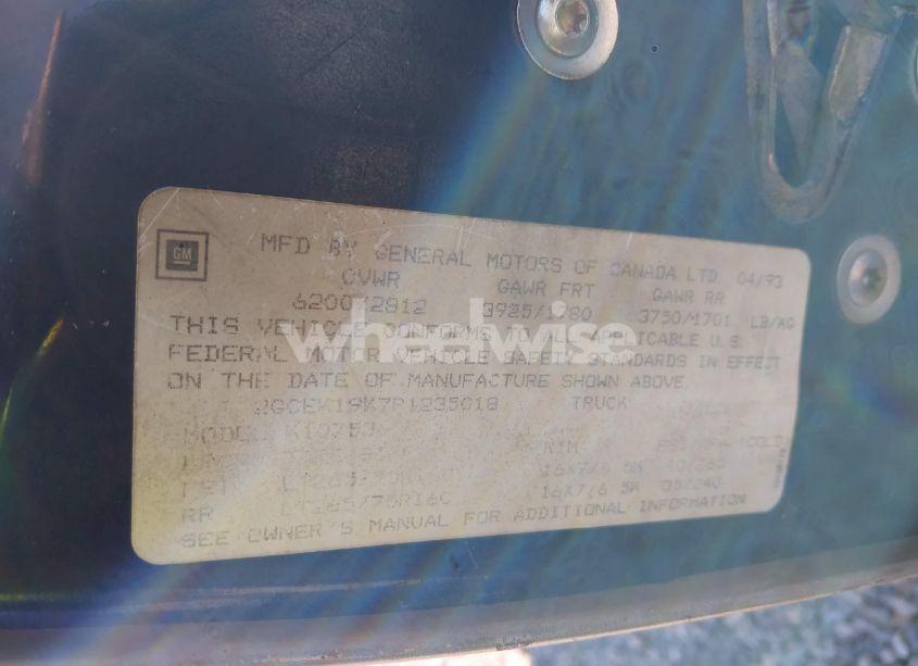 Photo 9 of 1993 Chevrolet Gmt-400 K1500 (VIN 2GCEK19K7P1235018)