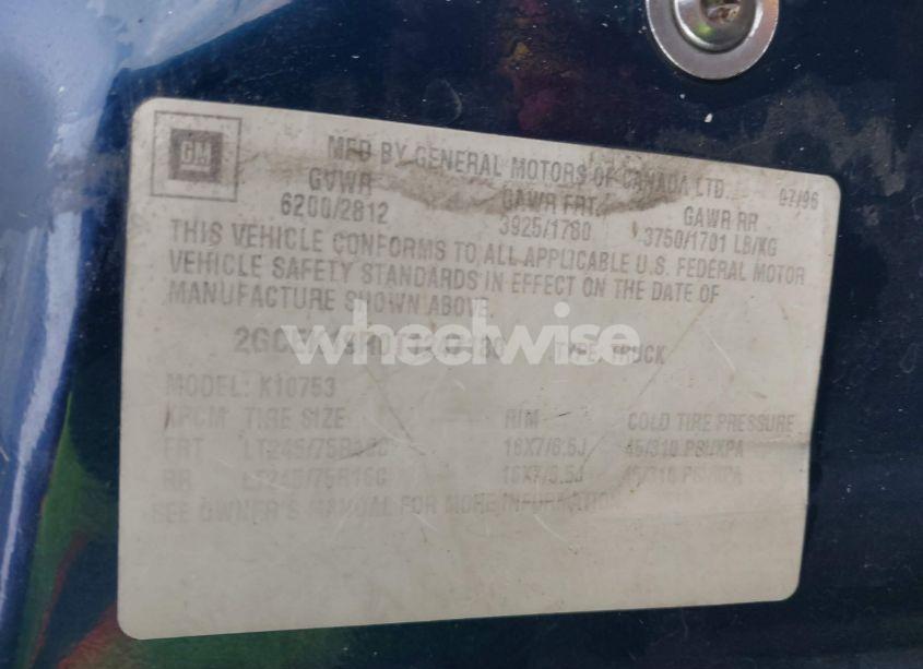 Photo 9 of 1996 Chevrolet Gmt-400 K1500 (VIN 2GCEK19R0T1247180)