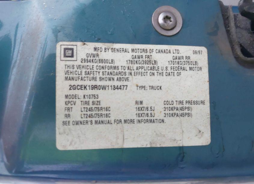 Photo 9 of 1998 Chevrolet Gmt-400 K1500 (VIN 2GCEK19R0W1134477)