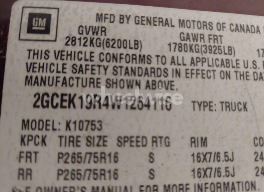 Photo 9 of 1998 Chevrolet K1500 FLEETSIDE (VIN 2GCEK19R4W1264116)