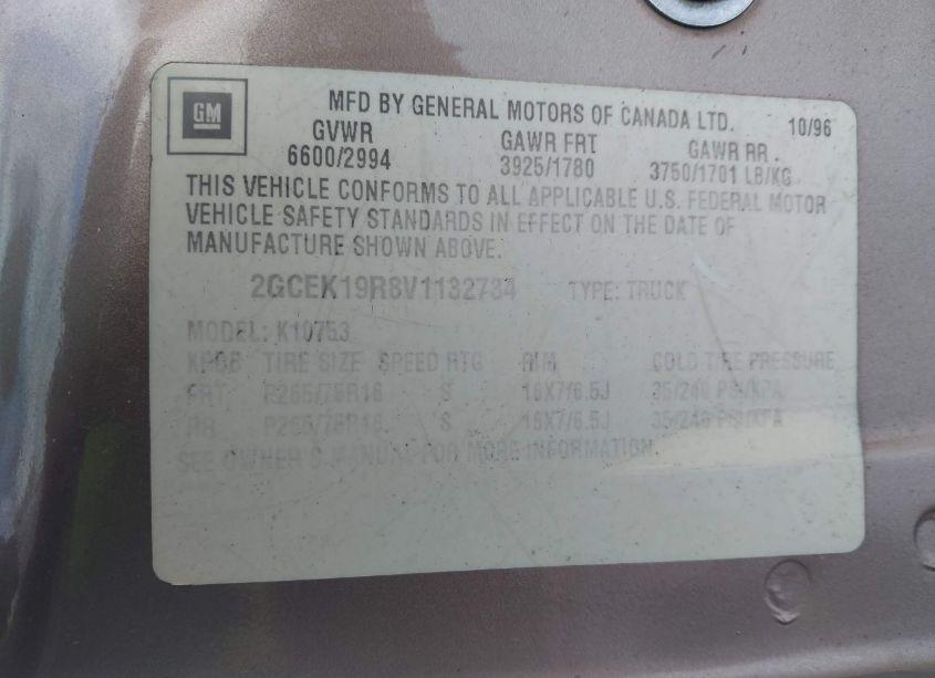 Photo 9 of 1997 Chevrolet K1500 FLEETSIDE (VIN 2GCEK19R8V1132734)