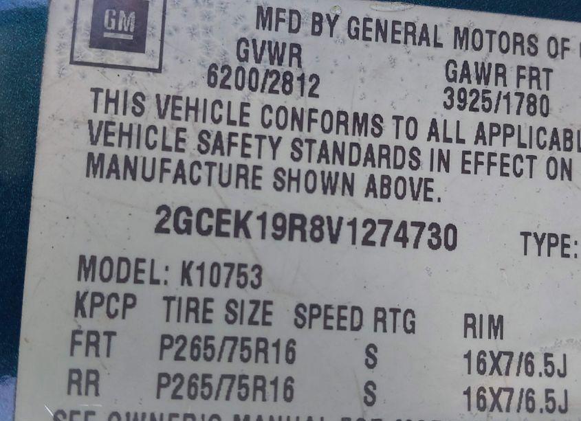 Photo 9 of 1997 Chevrolet K1500 FLEETSIDE (VIN 2GCEK19R8V1274730)