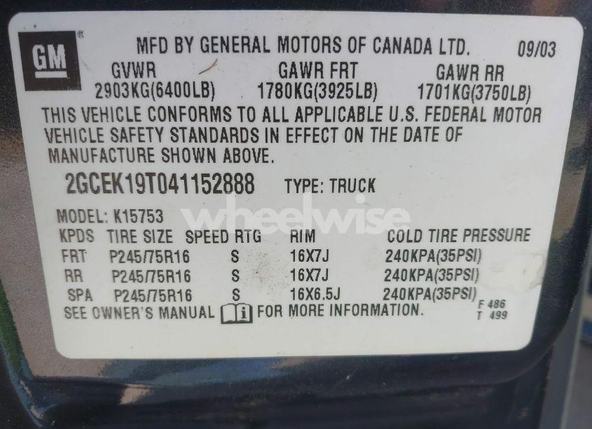 Photo 9 of 2004 Chevrolet Silverado 1500 LS (VIN 2GCEK19T041152888)