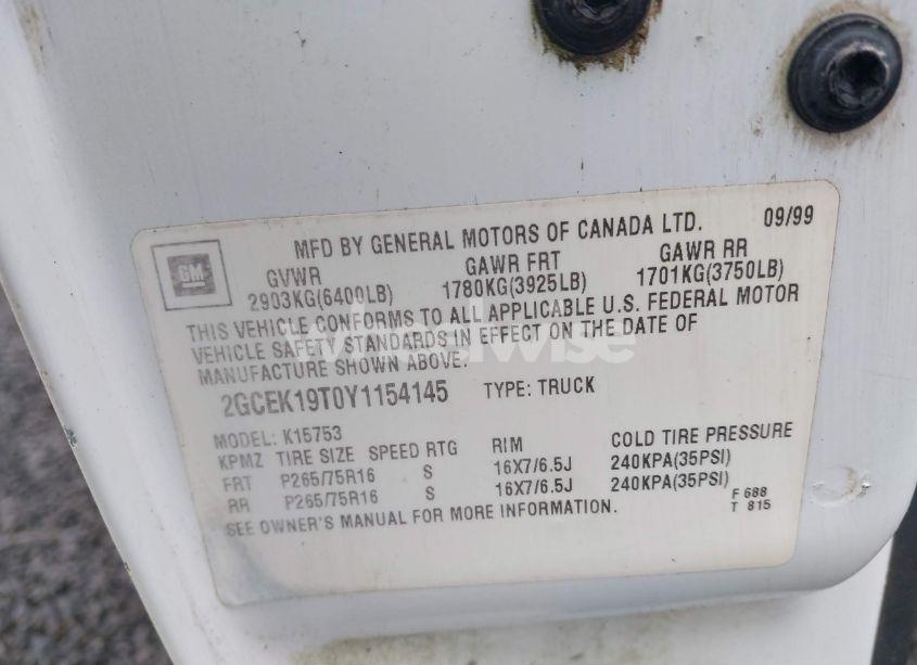 Photo 9 of 2000 Chevrolet Silverado 1500 LT (VIN 2GCEK19T0Y1154145)