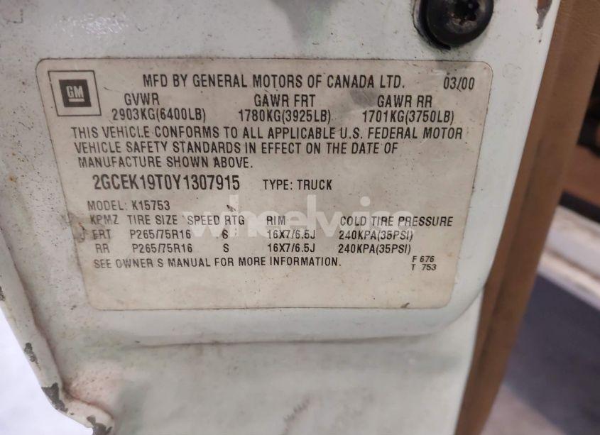 Photo 7 of 2000 Chevrolet Silverado 1500 LT (VIN 2GCEK19T0Y1307915)