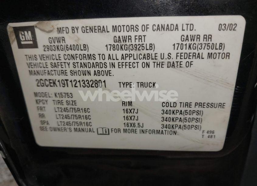 Photo 9 of 2002 Chevrolet Silverado 1500 LS (VIN 2GCEK19T121332801)