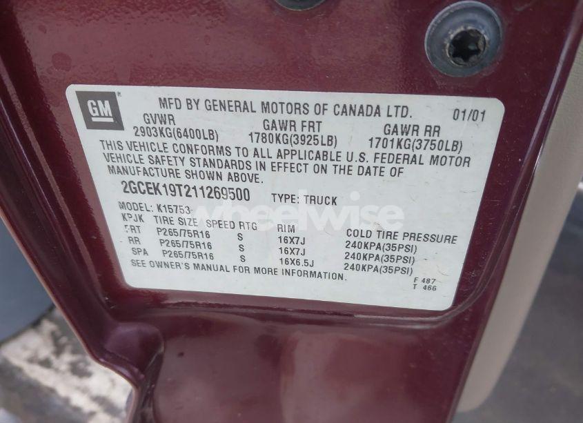 Photo 9 of 2001 Chevrolet Silverado 1500 LS (VIN 2GCEK19T211269500)