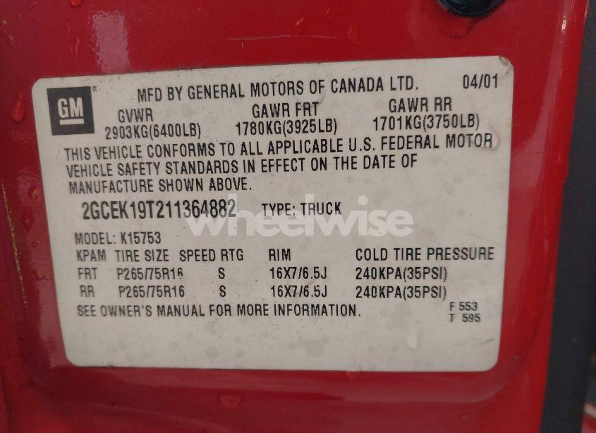 Photo 9 of 2001 Chevrolet Silverado 1500 LT (VIN 2GCEK19T211364882)