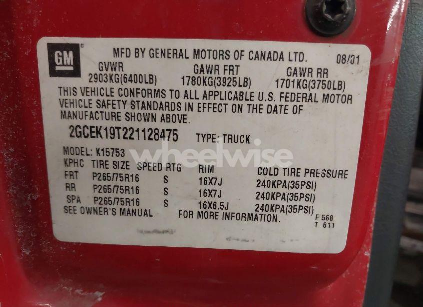 Photo 9 of 2002 Chevrolet Silverado 1500 LS (VIN 2GCEK19T221128475)