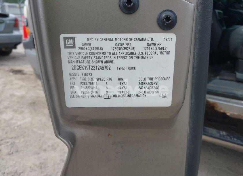 Photo 9 of 2002 Chevrolet Silverado 1500 LT (VIN 2GCEK19T221245702)