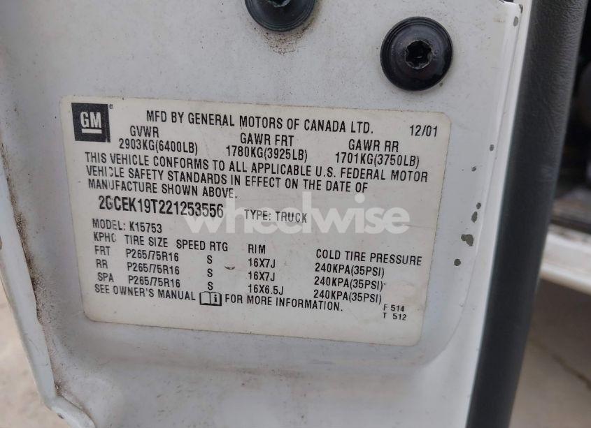 Photo 9 of 2002 Chevrolet Silverado 1500 LS (VIN 2GCEK19T221253556)