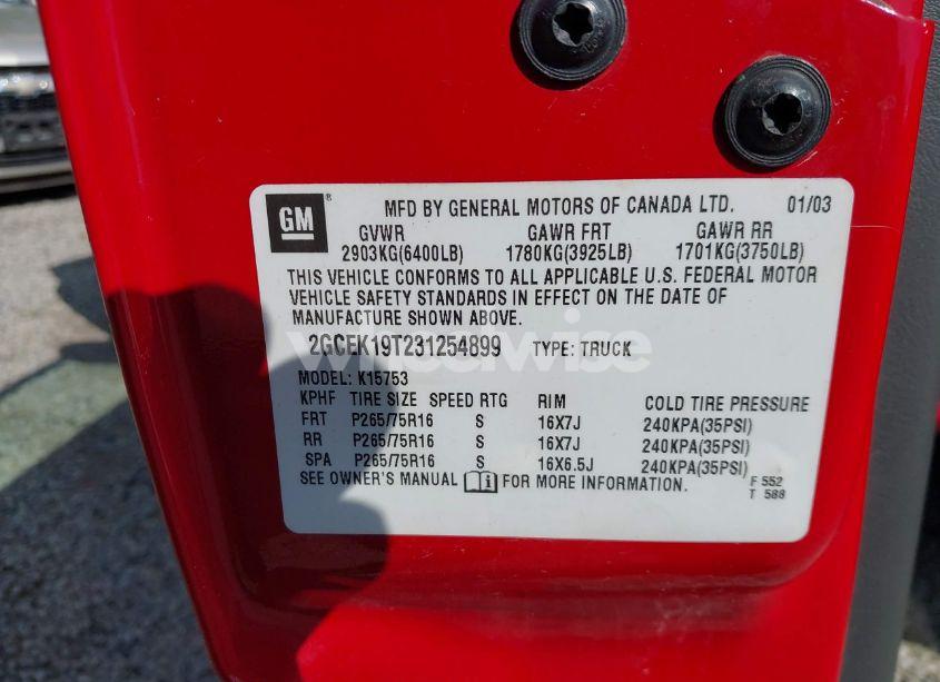 Photo 9 of 2003 Chevrolet Silverado 1500 LS (VIN 2GCEK19T231254899)