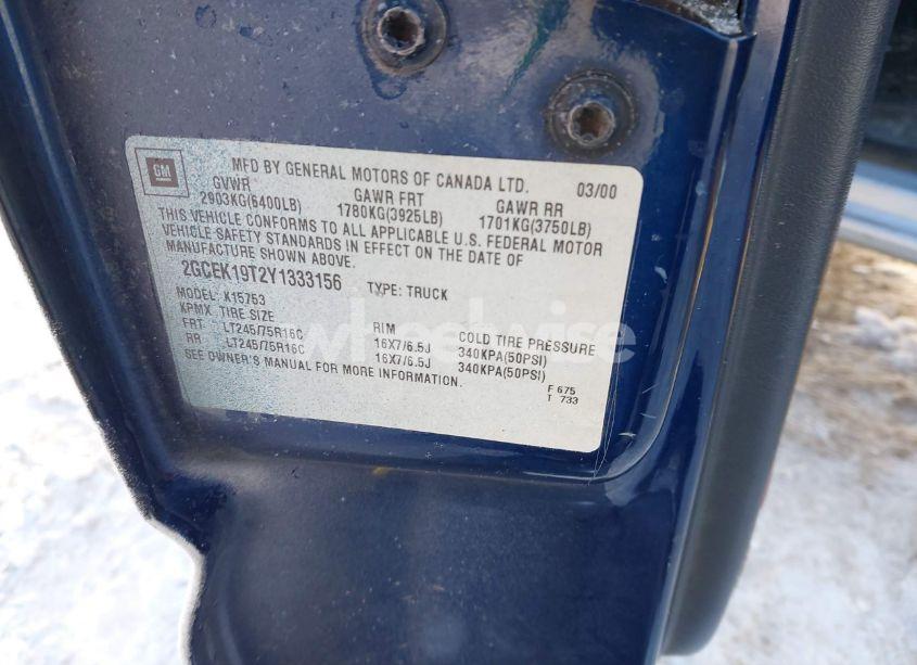 Photo 9 of 2000 Chevrolet Silverado 1500 LS (VIN 2GCEK19T2Y1333156)