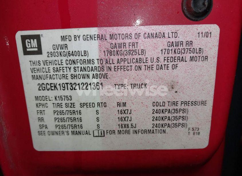 Photo 9 of 2002 Chevrolet Silverado 1500 LS (VIN 2GCEK19T321221361)