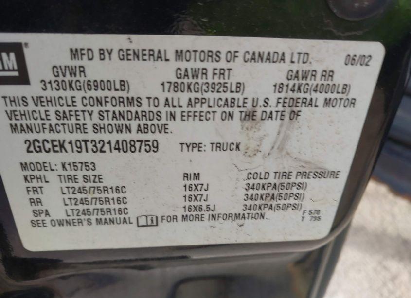 Photo 8 of 2002 Chevrolet Silverado 1500 LT (VIN 2GCEK19T321408759)