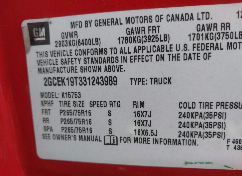 Photo 9 of 2003 Chevrolet Silverado 1500 LS (VIN 2GCEK19T331243989)