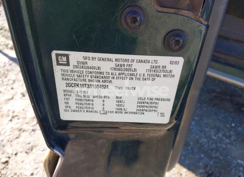 Photo 9 of 2003 Chevrolet Silverado 1500 LS (VIN 2GCEK19T331304824)