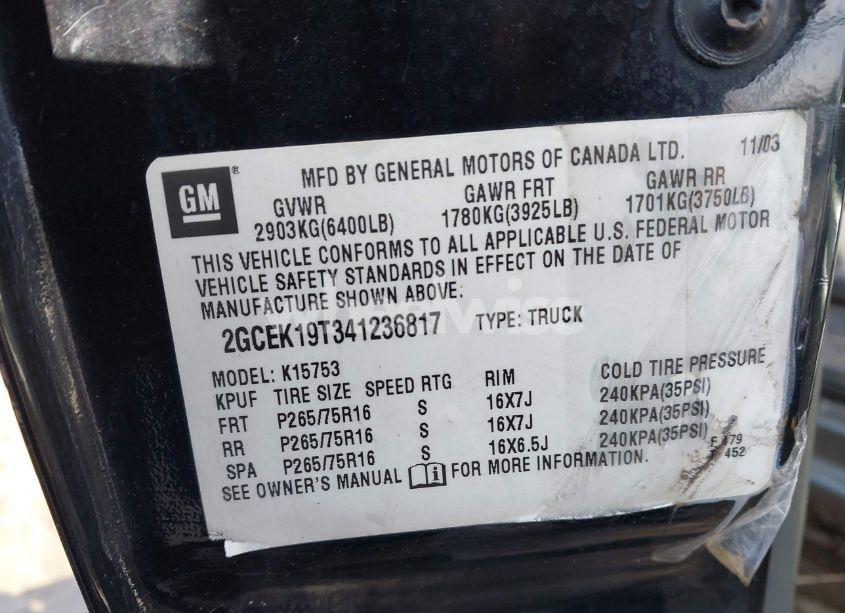 Photo 9 of 2004 Chevrolet Silverado 1500 LS (VIN 2GCEK19T341236817)