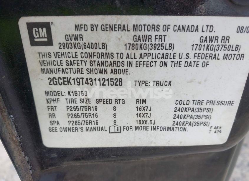 Photo 9 of 2003 Chevrolet Silverado 1500 LS (VIN 2GCEK19T431121528)