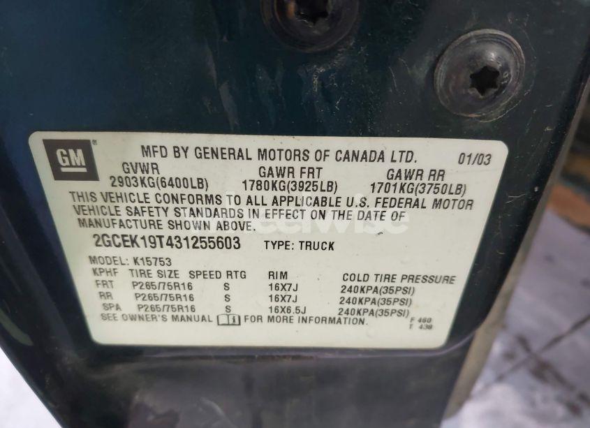 Photo 8 of 2003 Chevrolet Silverado 1500 LS (VIN 2GCEK19T431255603)