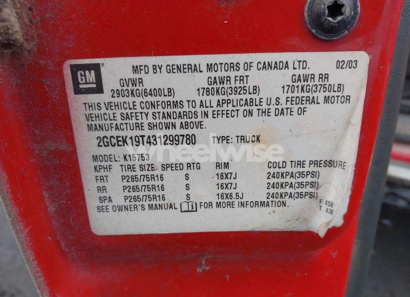 Photo 9 of 2003 Chevrolet Silverado 1500 LS (VIN 2GCEK19T431299780)