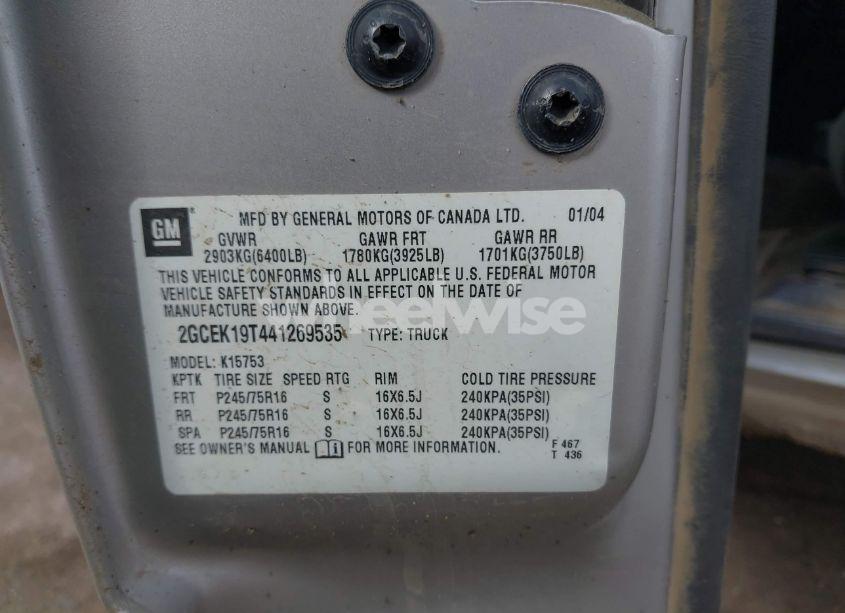 Photo 9 of 2004 Chevrolet Silverado 1500 LS (VIN 2GCEK19T441269535)