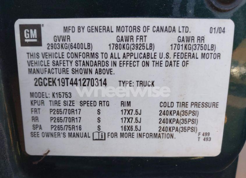 Photo 9 of 2004 Chevrolet Silverado 1500 Z71 (VIN 2GCEK19T441270314)