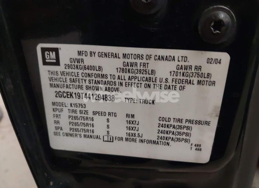 Photo 9 of 2004 Chevrolet Silverado K1500 (VIN 2GCEK19T441294838)