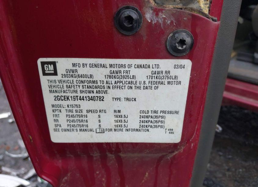 Photo 9 of 2004 Chevrolet Silverado 1500 LS (VIN 2GCEK19T441340782)