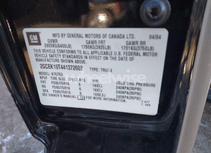 Photo 9 of 2004 Chevrolet Silverado 1500 Z71 (VIN 2GCEK19T441372602)