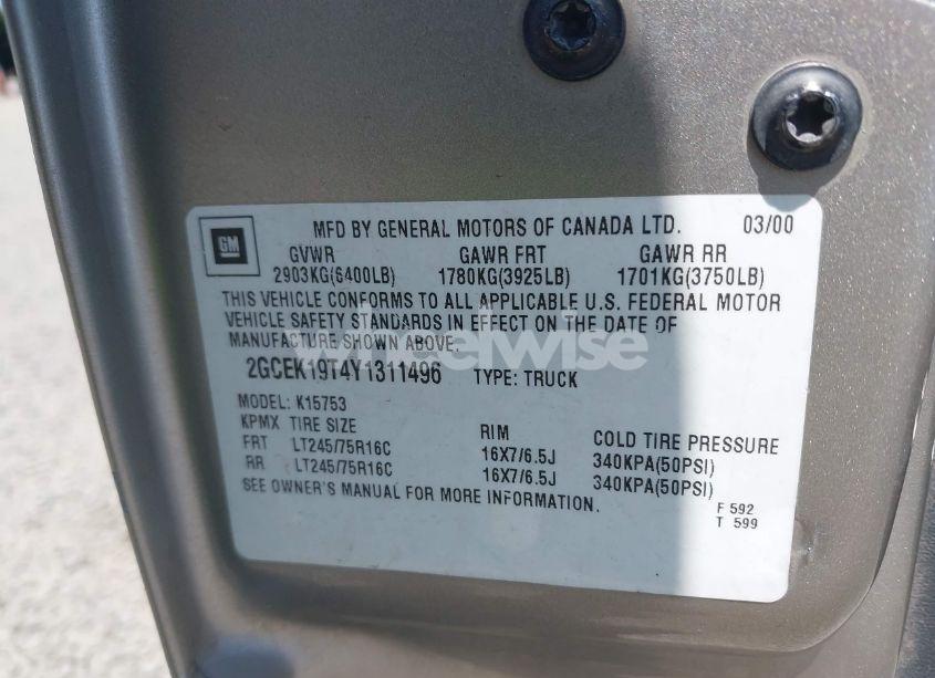 Photo 9 of 2000 Chevrolet Silverado 1500 LS (VIN 2GCEK19T4Y1311496)