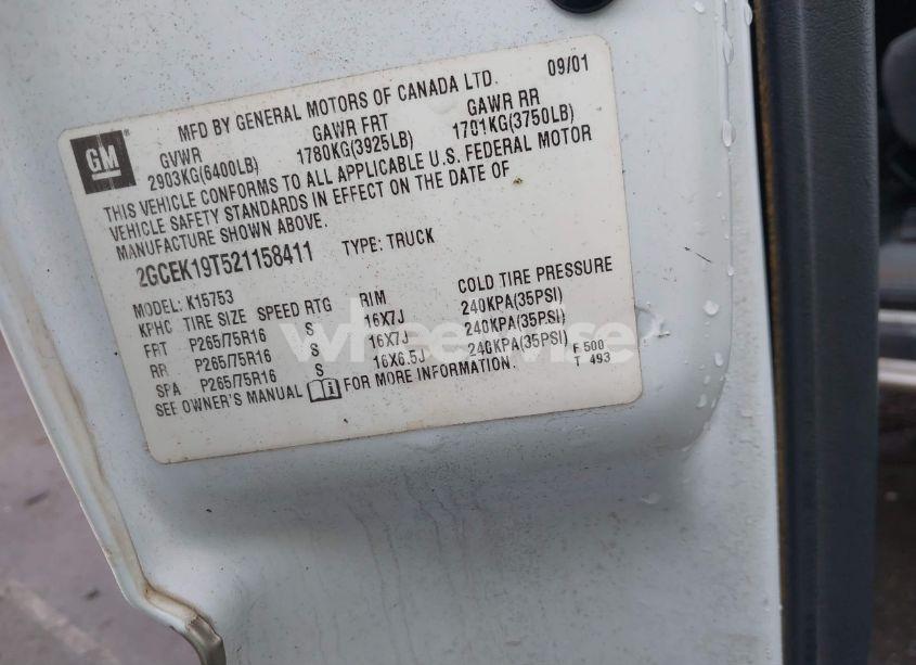 Photo 9 of 2002 Chevrolet Silverado 1500 LS (VIN 2GCEK19T521158411)