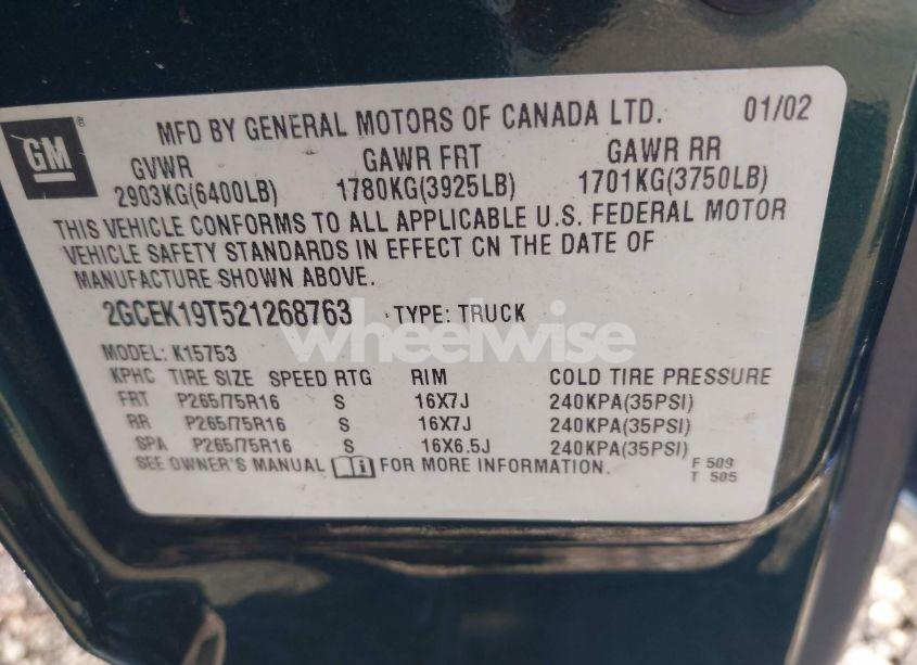 Photo 9 of 2002 Chevrolet Silverado 1500 LS (VIN 2GCEK19T521268763)