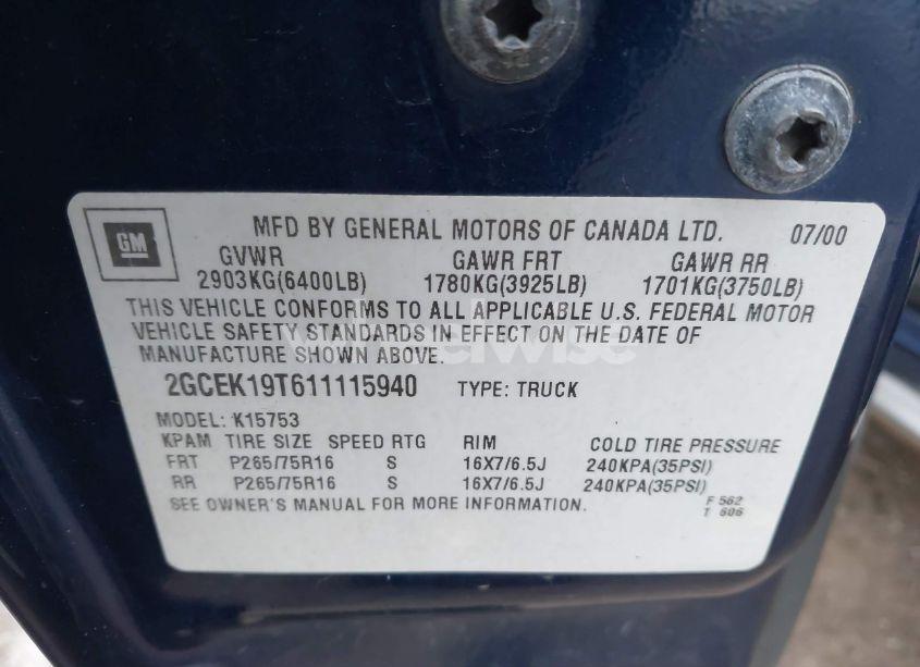 Photo 9 of 2001 Chevrolet Silverado 1500 LS (VIN 2GCEK19T611115940)