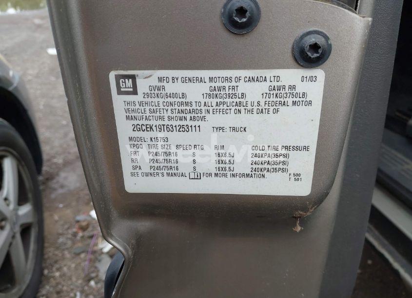 Photo 9 of 2003 Chevrolet Silverado 1500 (VIN 2GCEK19T631253111)