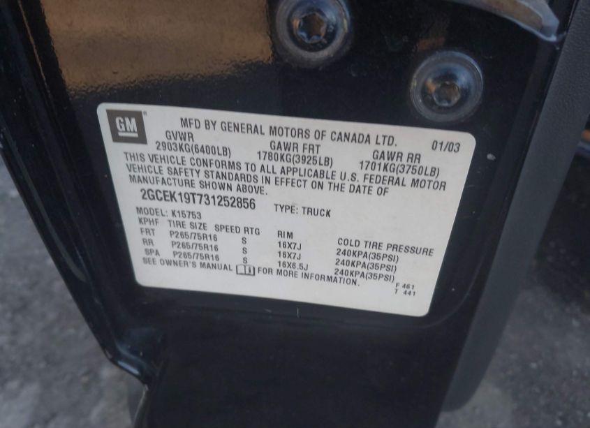 Photo 9 of 2003 Chevrolet Silverado 1500 LS (VIN 2GCEK19T731252856)