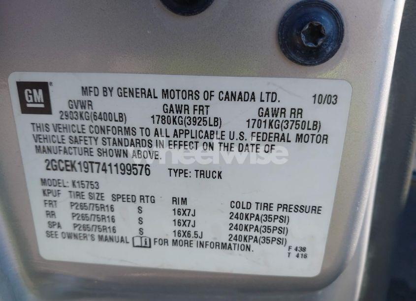 Photo 9 of 2004 Chevrolet Silverado 1500 Z71 (VIN 2GCEK19T741199576)