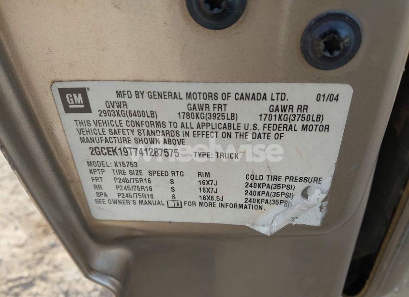 Photo 9 of 2004 Chevrolet Silverado 1500 LS (VIN 2GCEK19T741287575)
