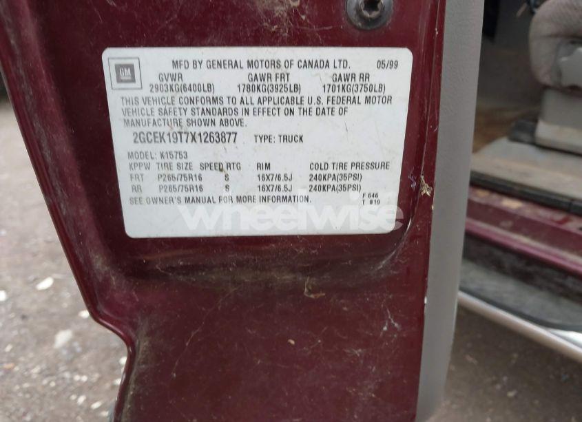 Photo 9 of 1999 Chevrolet Silverado 1500 LS (VIN 2GCEK19T7X1263877)