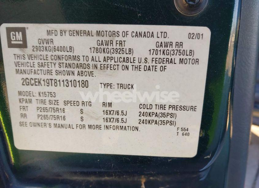 Photo 9 of 2001 Chevrolet Silverado 1500 LS (VIN 2GCEK19T811310180)