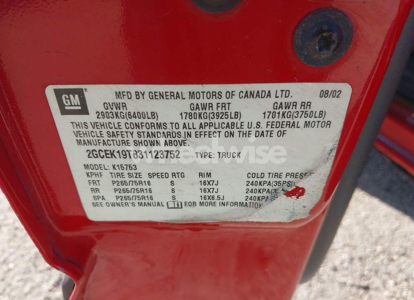 Photo 9 of 2003 Chevrolet Silverado 1500 LS (VIN 2GCEK19T831123752)