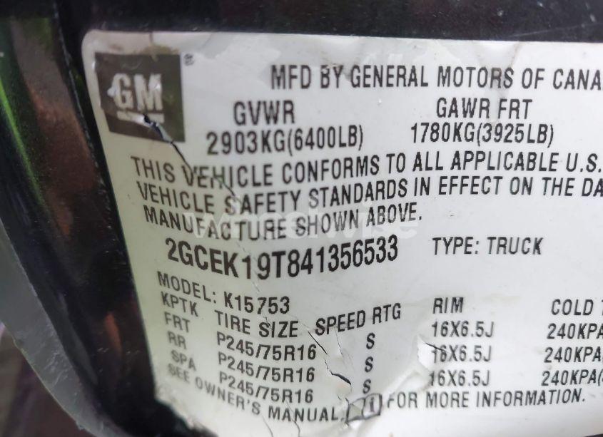 Photo 9 of 2004 Chevrolet Silverado 1500 WORK TRUCK (VIN 2GCEK19T841356533)