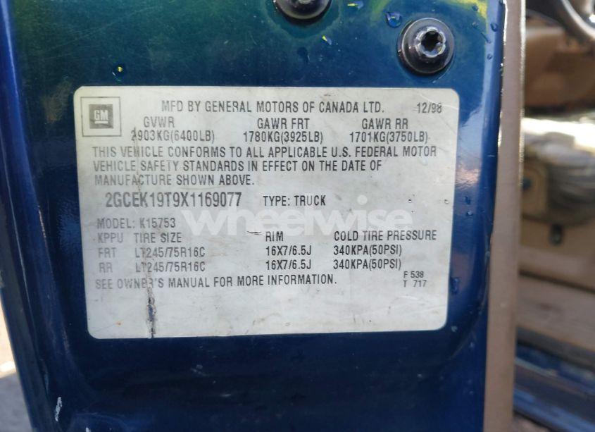 Photo 9 of 1999 Chevrolet Silverado 1500 LS (VIN 2GCEK19T9X1169077)